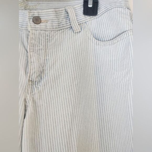 Old Navy Boyfriend 12 StripedBlueWhite FullLength 100%Cotton Pockets Women Pants - Picture 4 of 8